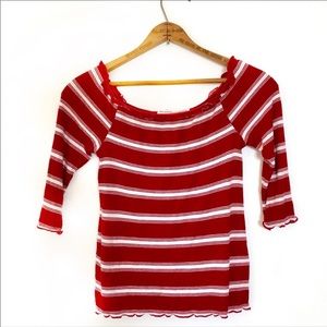 Super Cute Off shoulder Stripe Knit Crop